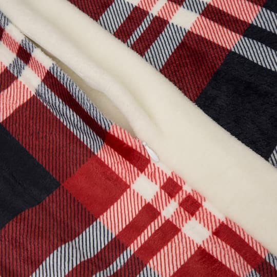 Glitzhome® Polar Fleece & Plaid Reversible Duvet Cover